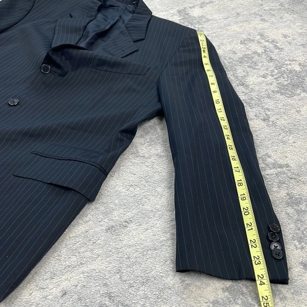 Joseph Abboud Black Pinstripe Suit Business Formal Wool Sz 42S Jacket 36 Pants